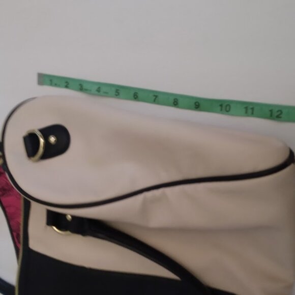 Betsy Johnson: Double strap tan & black weekender bag. - Picture 7 of 7